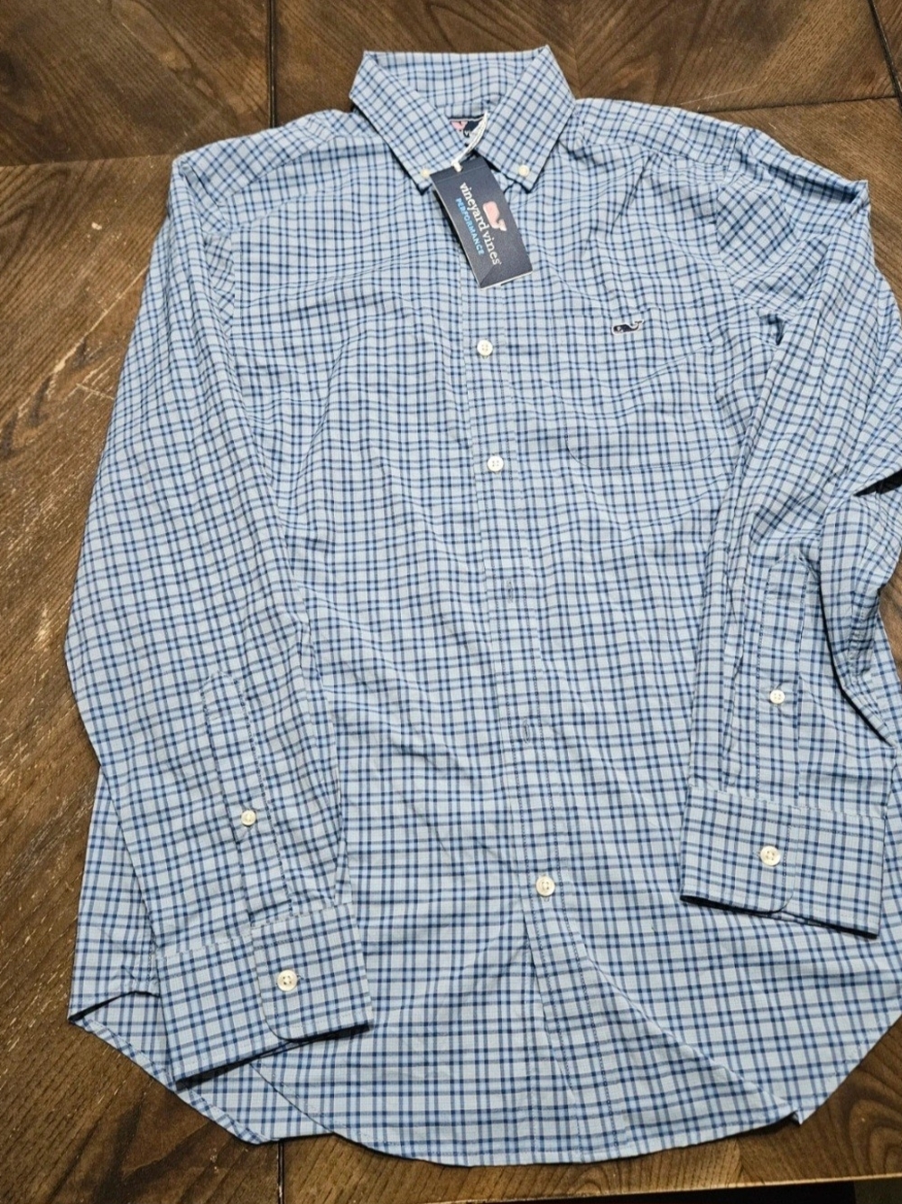 Vineyard Vines Light Blue Plaid Long-Sleeve Button-Down Shirt